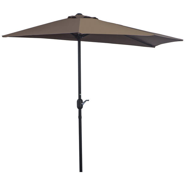 prezzo Mezzo Ombrellone da Giardino Mezzaluna 269x138x236 cm con Apertura a Manovella Caffè