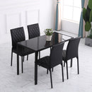 Set 4 Sedie da Pranzo in Finta Pelle Effetto Diamantato Nero   -6