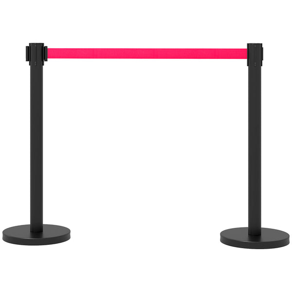 online 2 Colonnine Tendinastro di 2 m in Acciaio Inox Nero  Ø32x90 cm Nastro Rosso