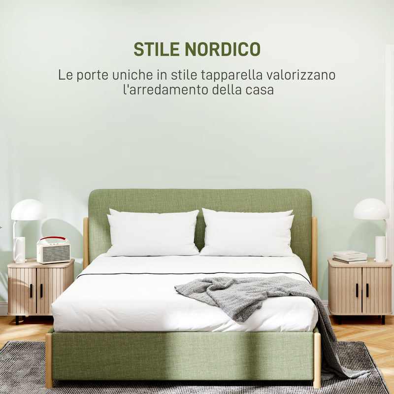 Set 2 Comodini Stile Nordico 48x40x48 cm in Legno Canettato Rovere e Nero  -4