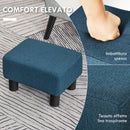 Pouf Poggiapiedi Imbottito 40x30x24 cm Rettangolare Blu Scuro  -4