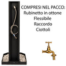 Fontana da Giardino Design a Colonna Ovale Rubinetto in Ottone e Base con Ciottoli Antracite  -3