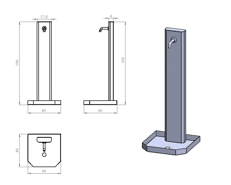 Fontana da Giardino Design a Colonna Ovale Rubinetto in Ottone e Base con Ciottoli Antracite  -5