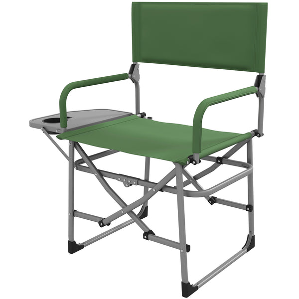 online Sedia da Campeggio Pieghevole con Tavolino Laterale 81x51x87 cm in Metallo e Tessuto Oxford Verde