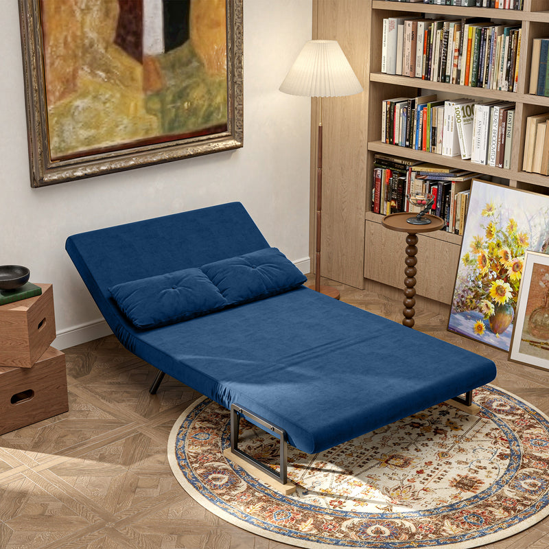 Divano Letto Schienale Regolabile 102x73x81 cm in Velluto Blu -9