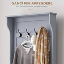 Mobile Appendiabiti con Panca Contenitore 71,5x39,5x170 cm in Legno Grigio  -5