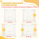 Cancelletto di Sicurezza per Animali con Estensioni 76-104 cm Porta per Gatti Bianco -4