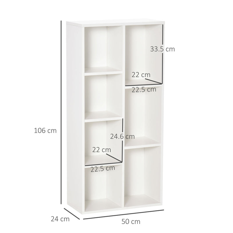 Libreria Moderna a Cubi con 7 Ripiani 50x24x106 cm in Legno Truciolato Bianca-3