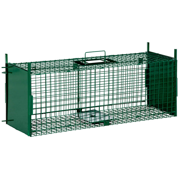 Gabbia Trappola per Animali Vivi Piccoli con Doppia Porta e Maniglia 80x25x30cm Verde Scuro online