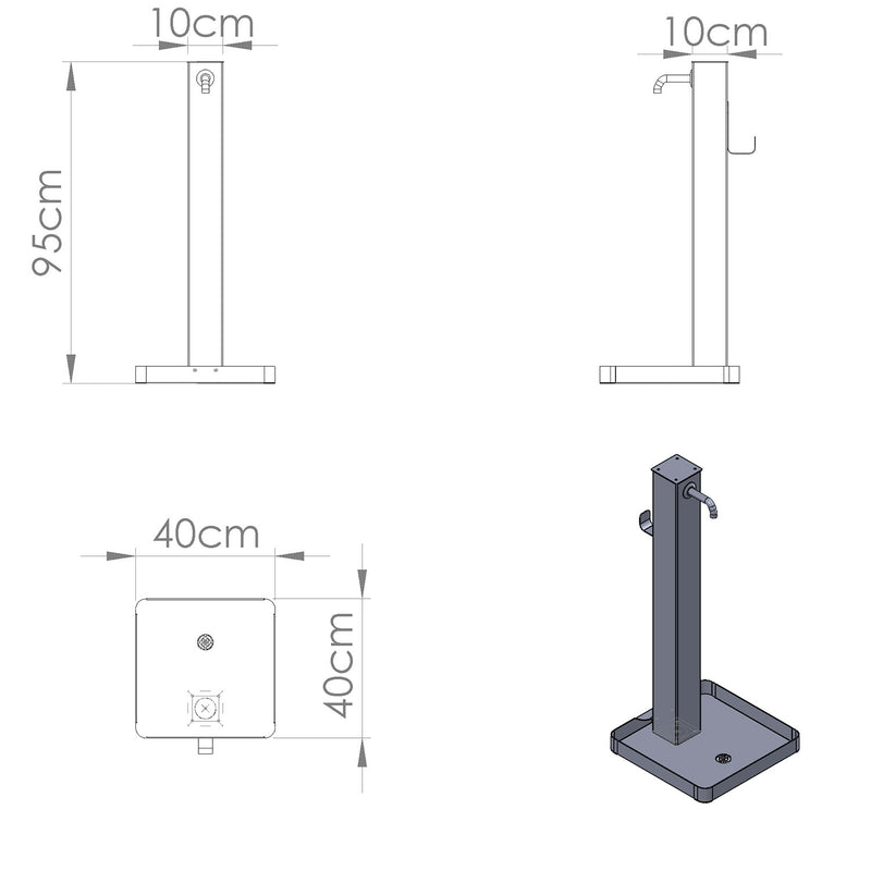 Fontana da Giardino Design a Colonna Quadrata Rubinetto in Ottone e Base con Ciottoli Verde  -3