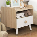 Comodino per Bambini con Cassetto e Vano a Giorno 40x32.5x40 cm in Legno Bianco -9