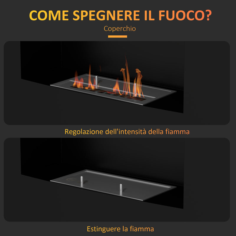 Camino a Bioetanolo da Incasso Capacità 0,9L 66x16x52 cm Nero  -5