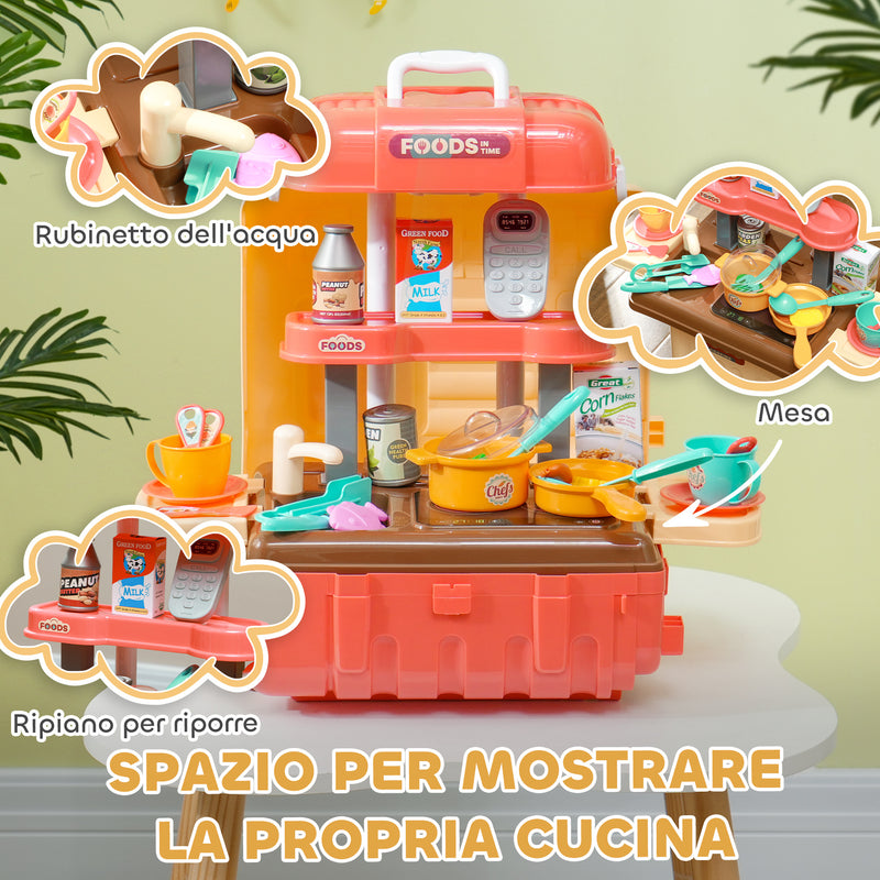 Cucina Giocattolo per Bambini 48x26x64 cm Trolley Portatile con 36 Pezzi   -6