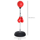 Punching Ball da Terra Altezza Regolabile Base Riempibile Ø43x126-144 cm Guantoni Inclusi Rosso -3