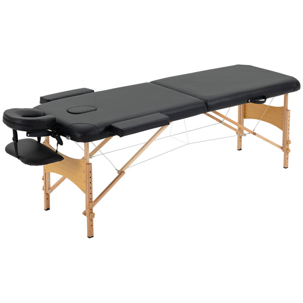 prezzo Lettino Massaggi Portatile Pieghevole 185x60x61-88 cm in Legno e Similpelle Nero