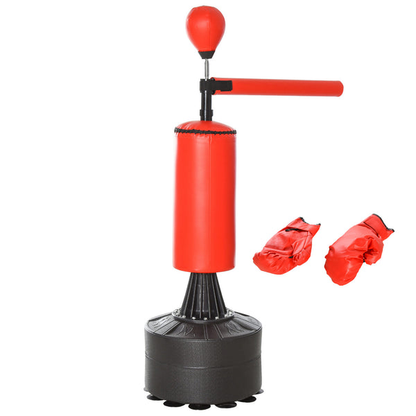 Sacco da Boxe ad Altezza Regolabile 88x48x155-205 cm con Punching Ball e Base Riempibile Rosso e Nero online