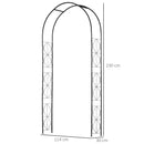 Arco per Rose e Supporto per Piante Rampicanti in Metallo 114x30x230cm Nero-3