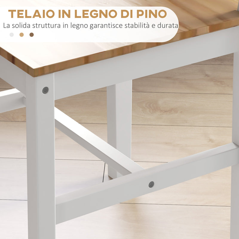 Set 4 Sedie per Cucina e Soggiorno con Schienale a Croce 41x46,5x86 cm in Legno di Pino Bianco e Rovere-5