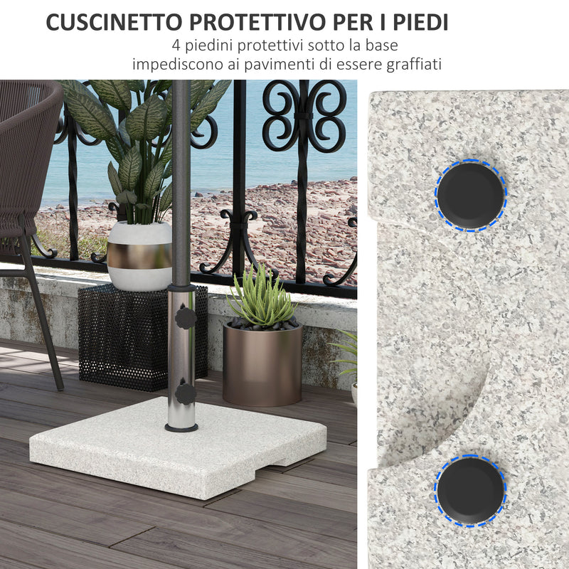 Base per Ombrellone da Giardino 25kg 38x38x38 cm in Granito e Acciaio Inox Grigia-6