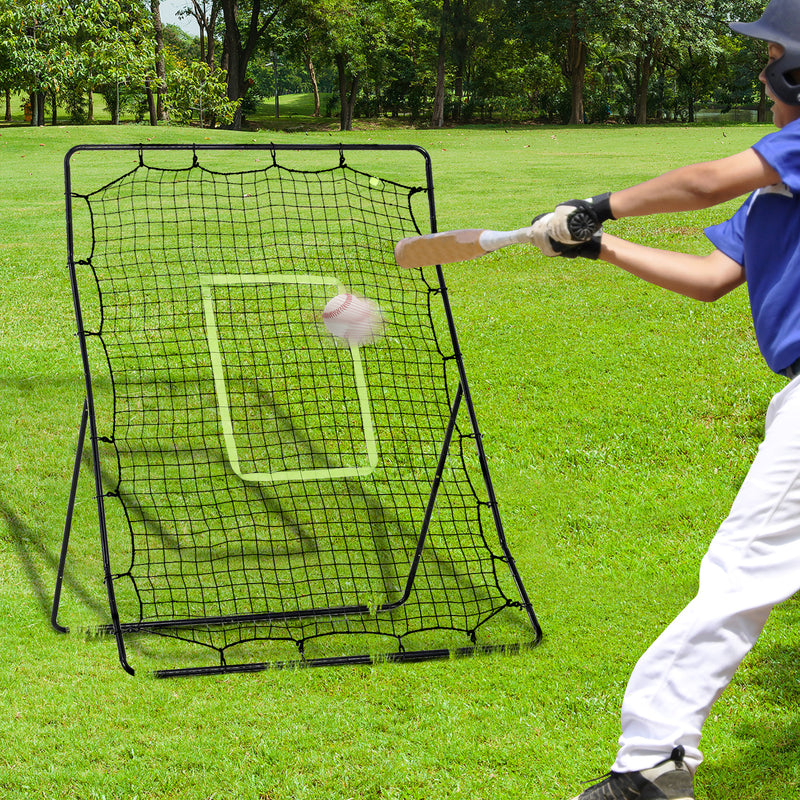 Rete per Allenamento per Calcio e Baseball Pieghevole 123x90x174 cm con Zona di Precisione Nero -2