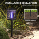 Set 2 Lampade Antizanzare da Esterno 2 in 1 con Luce LED e UV Ø18x45 cm a Ricarica Solare e USB Nero-6