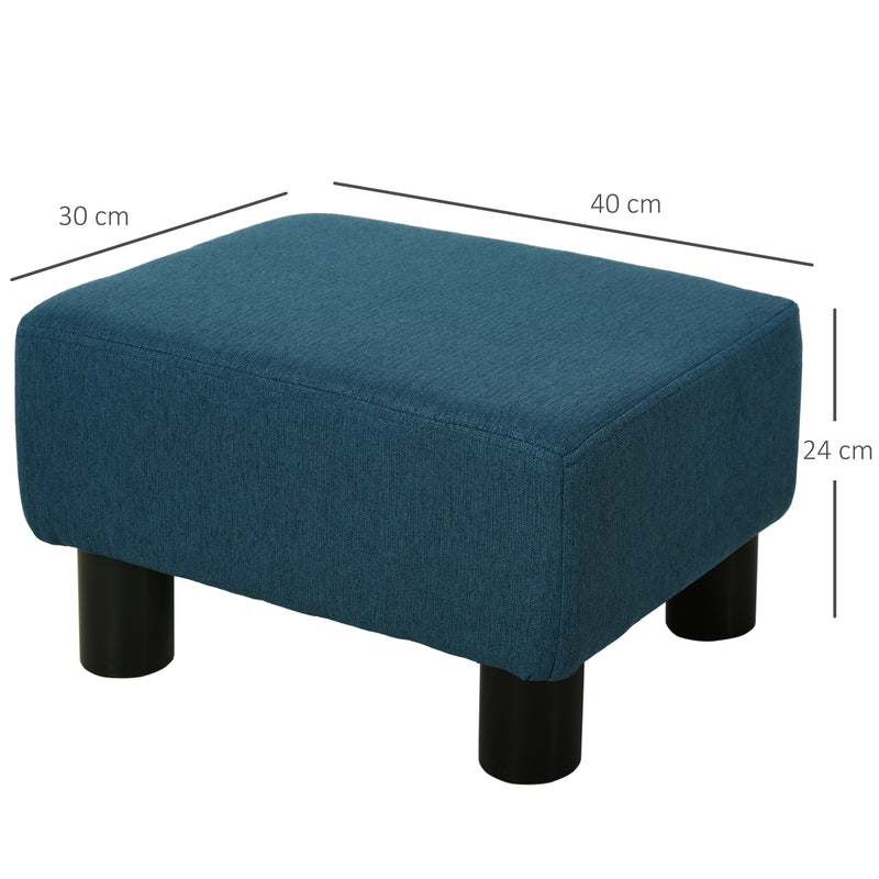 Pouf Poggiapiedi Imbottito 40x30x24 cm Rettangolare Blu Scuro  -3