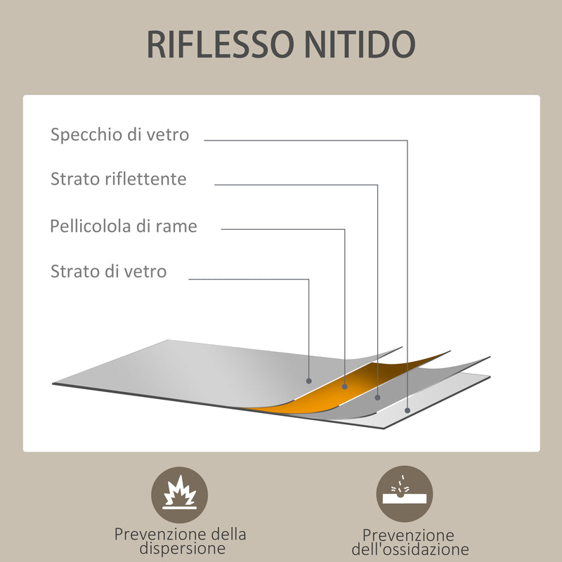 Specchio da Parete Rettangolare con Ganci 60x80 cm in Vetro e MDF Nero-6