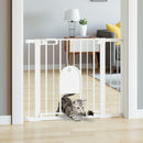 Cancelletto di Sicurezza per Cani con Porta Piccola Regolabile e Chiusura Automatica 75-103x76 cm Bianco-2