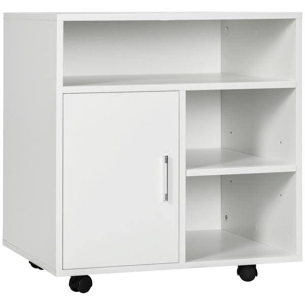 sconto Mobiletto Porta Stampante con Ripiani Aperti e Armadietto 60x50x65.5cm in Legno Bianco