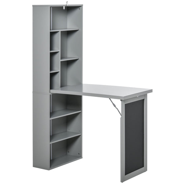 prezzo Libreria con Scrivania a Scomparsa Salvaspazio 98x51x153 cm in MDF Grigio