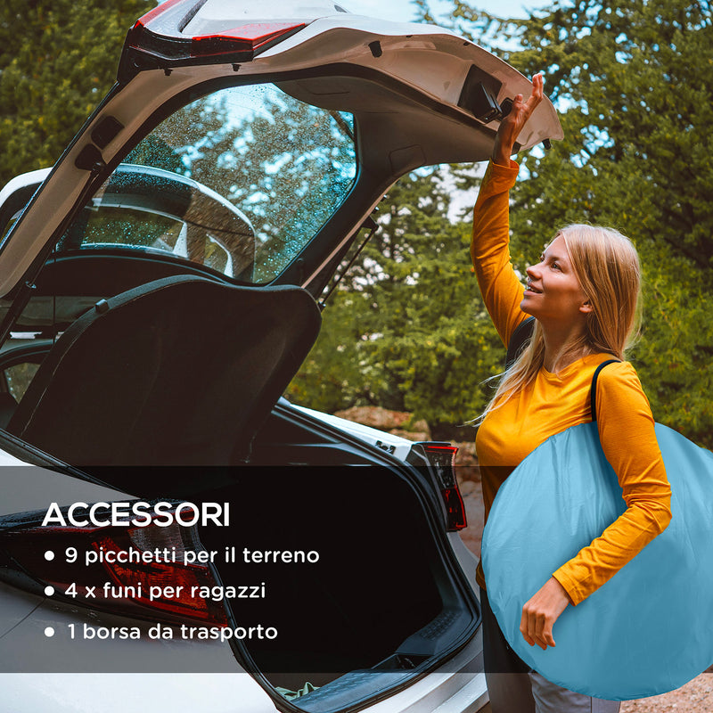 Tenda da Campeggio Pop Up Impermeabile con Accessori e Borsa di Trasporto 245x148x105 cm in Poliestere Blu-7