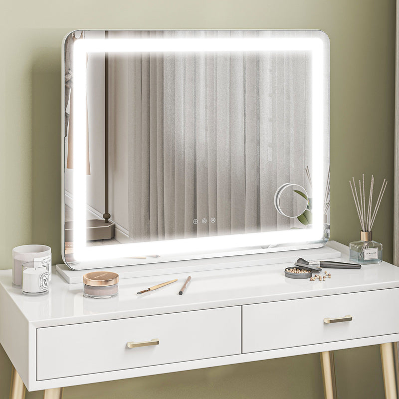 Specchio Trucco 80x62x14 cm con LED Regolabili Touch e Ingranditore 10x    -9