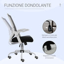 Sedia Operativa Ergonomica Altezza regolabile 94-104 cm Tessuto Effetto Lino Bianco e Nero -5