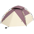 Tenda da Campeggio 2 Posti con 2 Finestre e Gancio 225x190x130 cm in Poliestere e Fibra di Vetro Cachi-1