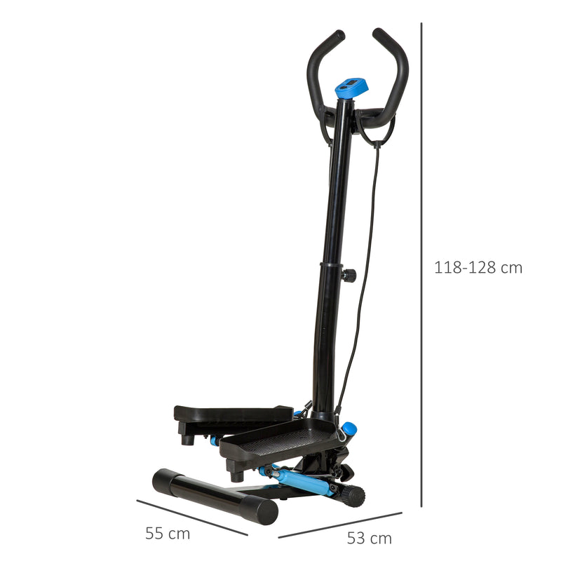 Stepper con Monitor LCD 55x53x118-128 cm Manubrio Regolabile ed Elastici Nero e Blu-3