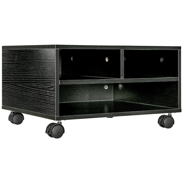 online Mobile Porta Stampante a 2 Ripiani in Legno con Ruote per Ufficio e Studio 47x40x22,5 cm in Truciolato Nero