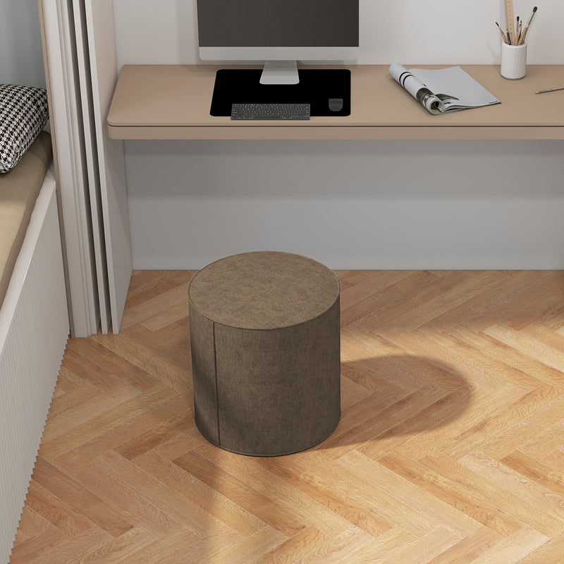 Pouf Poggiapiedi 41x41 cm Rivestimento Rimovibile Tessuto Effetto Lino Marrone -8