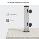 Base per Ombrellone da Giardino 25kg 38x38x38 cm in Granito e Acciaio Inox Grigia-5