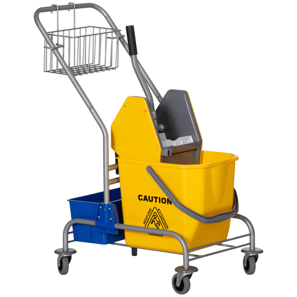 Carrello Pulizie Professionale con Strizzatore Secchio 25L e Ripiano Blu e Giallo online