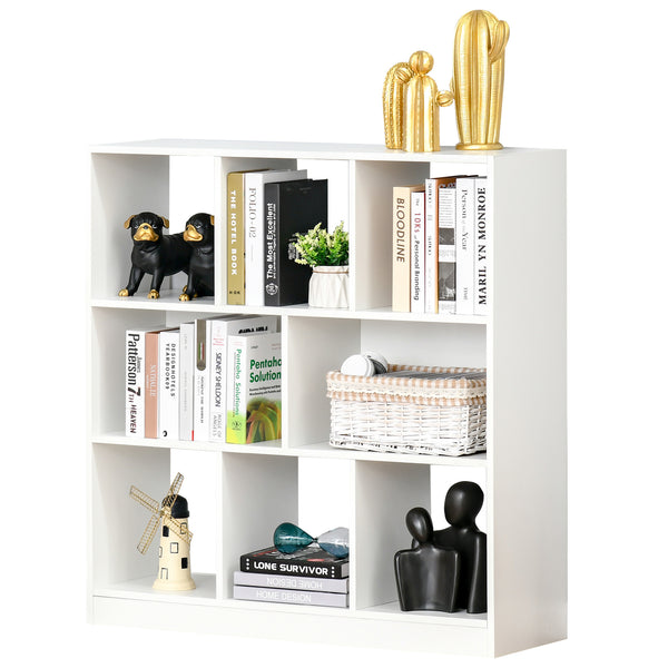 sconto Mobile Libreria Portaoggetti a 3 Livelli e 8 Ripiani Totali 97,5x30x100 cm in MDF Bianco