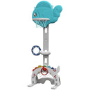 Canestro Basket per Bambini Regolabile 5 in 1 Porta da Calcio e Golf Azzurro  -1