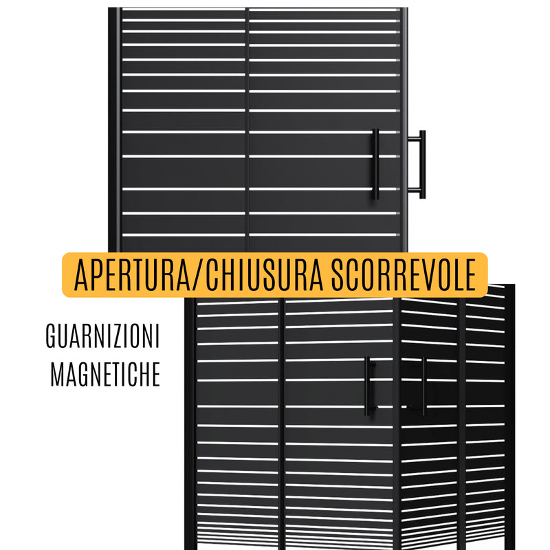 Box Doccia Angolare 2 Ante Scorrevoli 80x80 cm in Cristallo 6 mm H185cm Profilo Nero-3