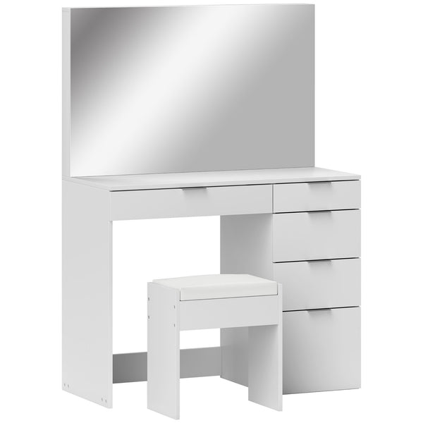 online Consolle Trucco con Specchio 5 Cassetti e Sgabello 97,2x44,5x136,5 cm Bianco