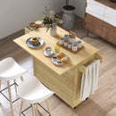 Carrello da Cucina con Piano Pieghevole 120x68x89 cm in Legno e Rattan Stile Boho-2