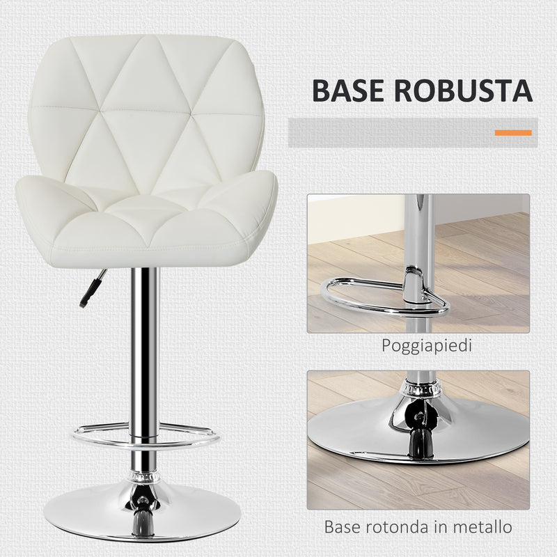 Sgabello da Bar Girevole 47x49x90-111 cm in Similpelle Bianco-6