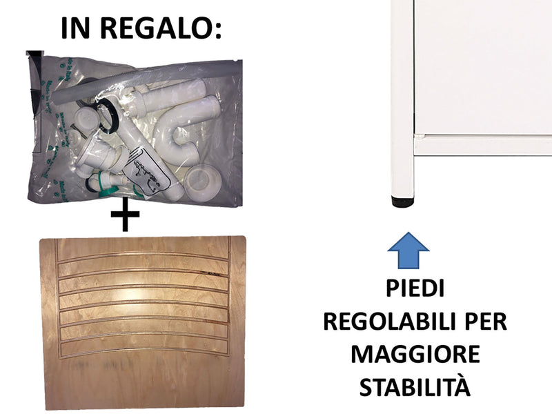 Mobile Lavatoio da Esterno in Polipropilene e Alluminio 75x60x83 cm con Vasca Singola Bianco