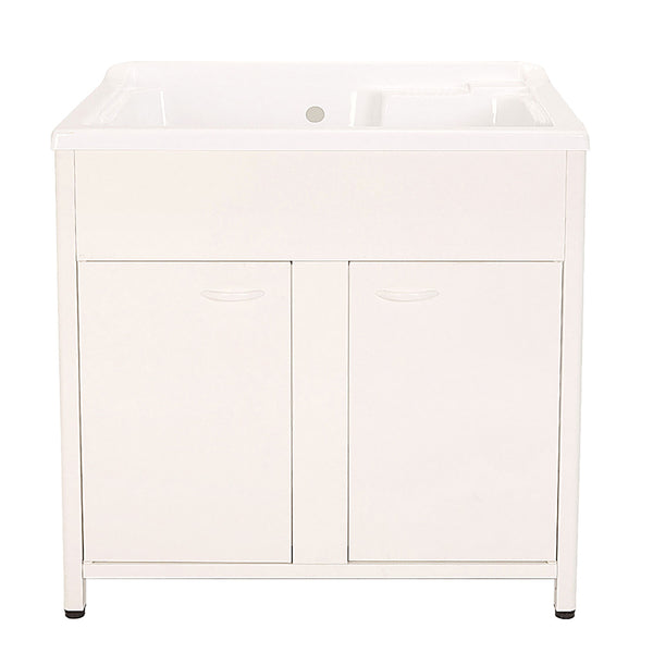 sconto Mobile Lavatoio da Esterno in Polipropilene e Alluminio 75x60x83 cm con Doppia Vasca Bianco