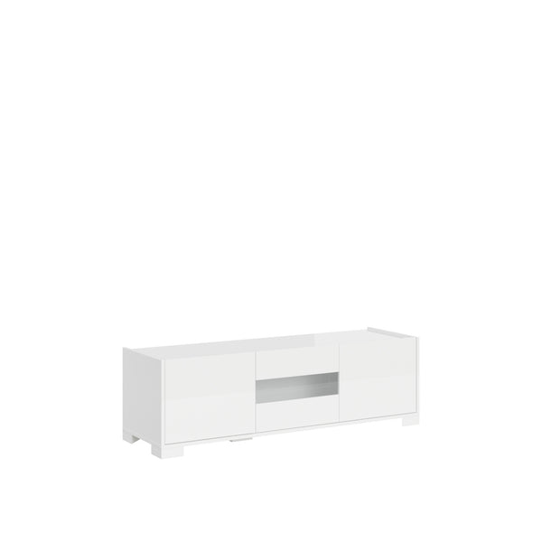 Mobile TV 3 Ante 130x40x40 cm Riflesso Bianco Lucido sconto