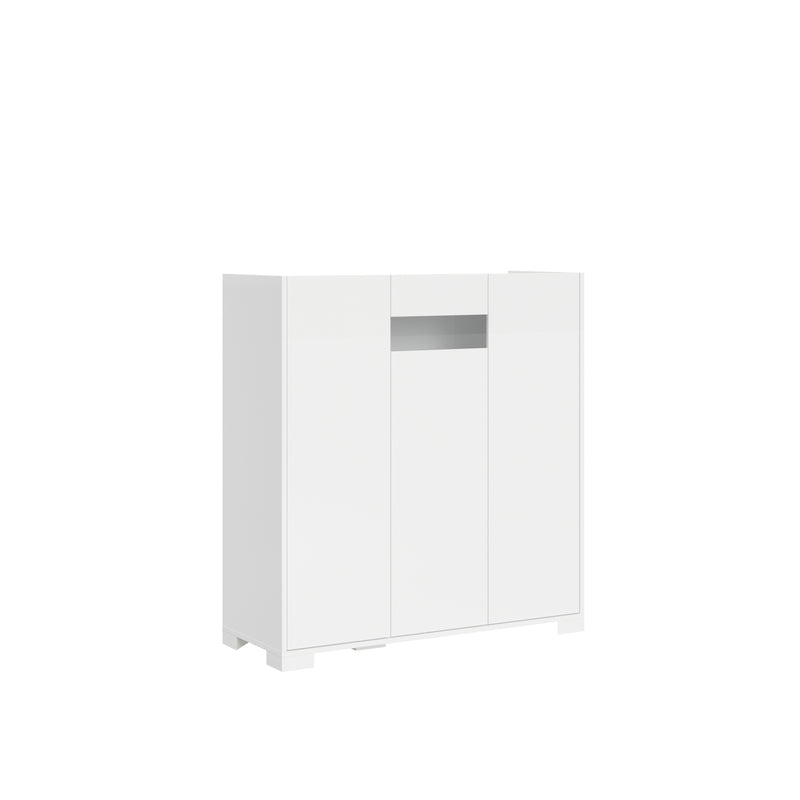  Credenza Alta 3 Ante 103x35x110 cm Riflesso Bianco Lucido -1