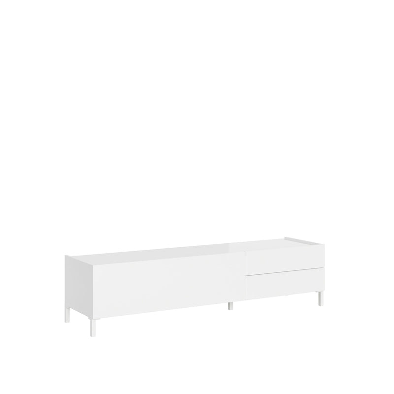  Mobile TV 1 ribalta 2 Cassetti 160x42x40 cm Solaria Bianco Lucido -1